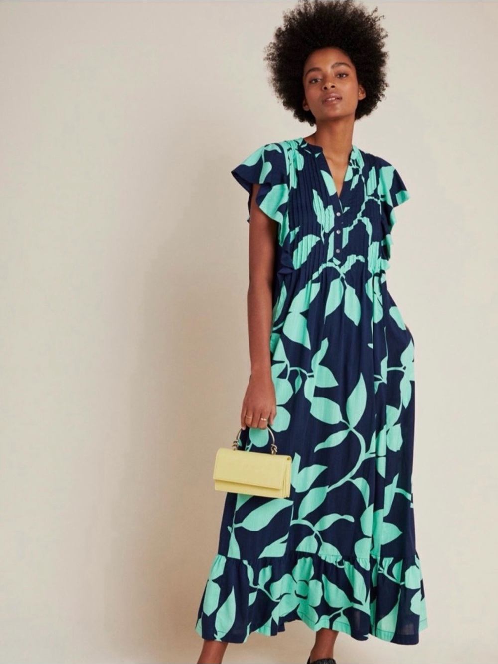 Anthropologie Maeve Cassandra Navy Maxi Dress